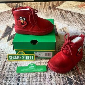 Red Elmo, Toddler size 9US Ugg boots.